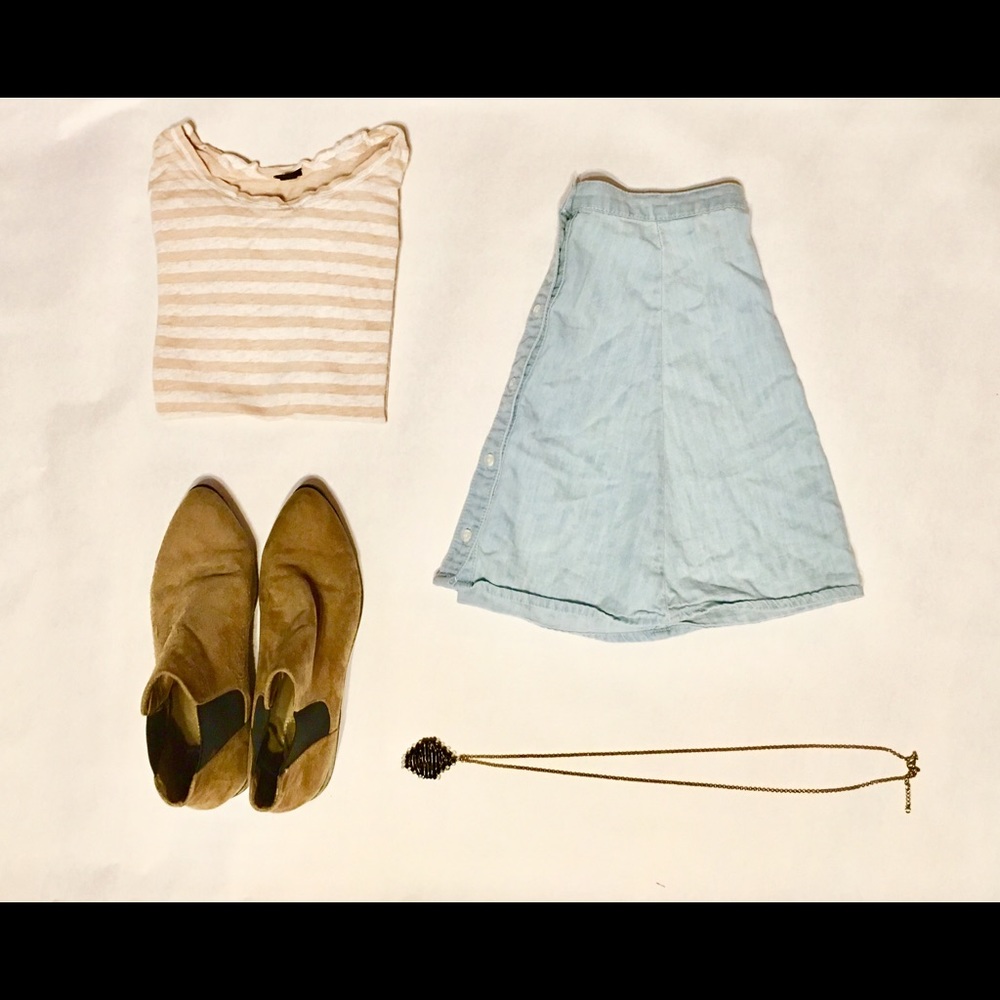 EUC J.Crew Nude Stripe Linen Blend T Shirt